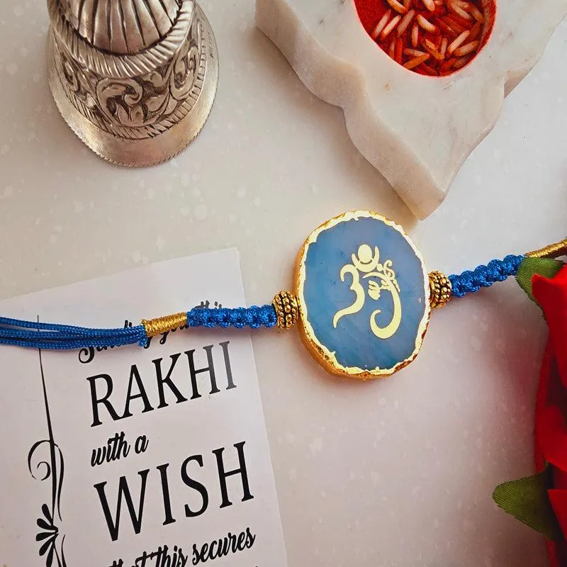 Om Ganesha Turquoise Agate Rakhi Gift Set media 4