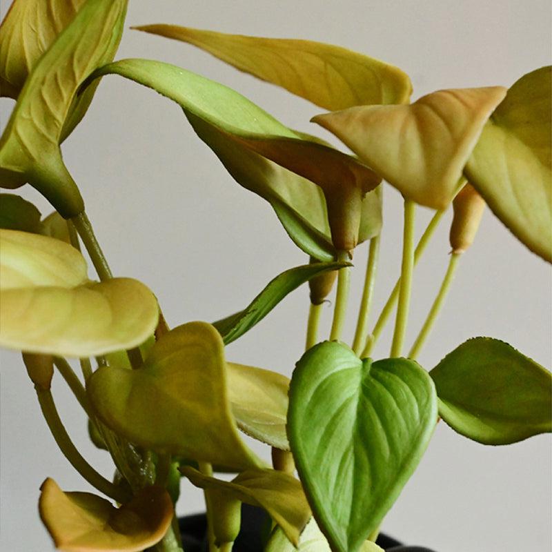 Moniva Artificial Pothos/Money Plant With Black Plastic Pot (Yellow) - 19 cm media 5