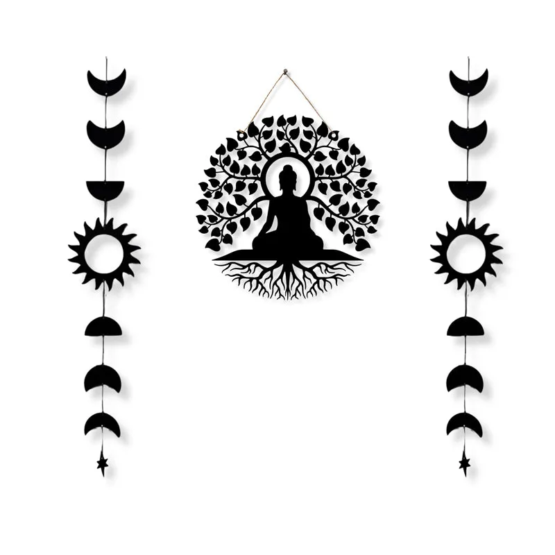 Bodhisatva with Phases of Moon Iron Wall Accent - Set Of Three media 3