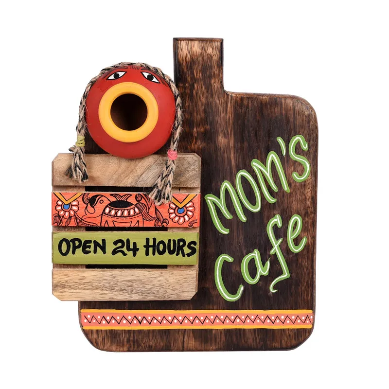 Moms Cafe Ethnic Handcrafted Wooden Wall Accent media 3