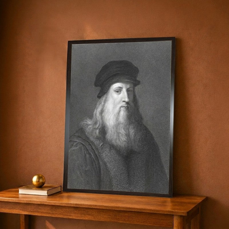 Leonardo Da Vinci Engraved Canvas Wall Painting - 12 x 16 Inches