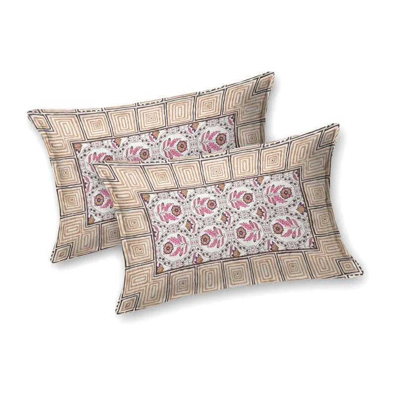 Aurao Cotton Bedsheet (Pink,Beige) - 240 TC media 4