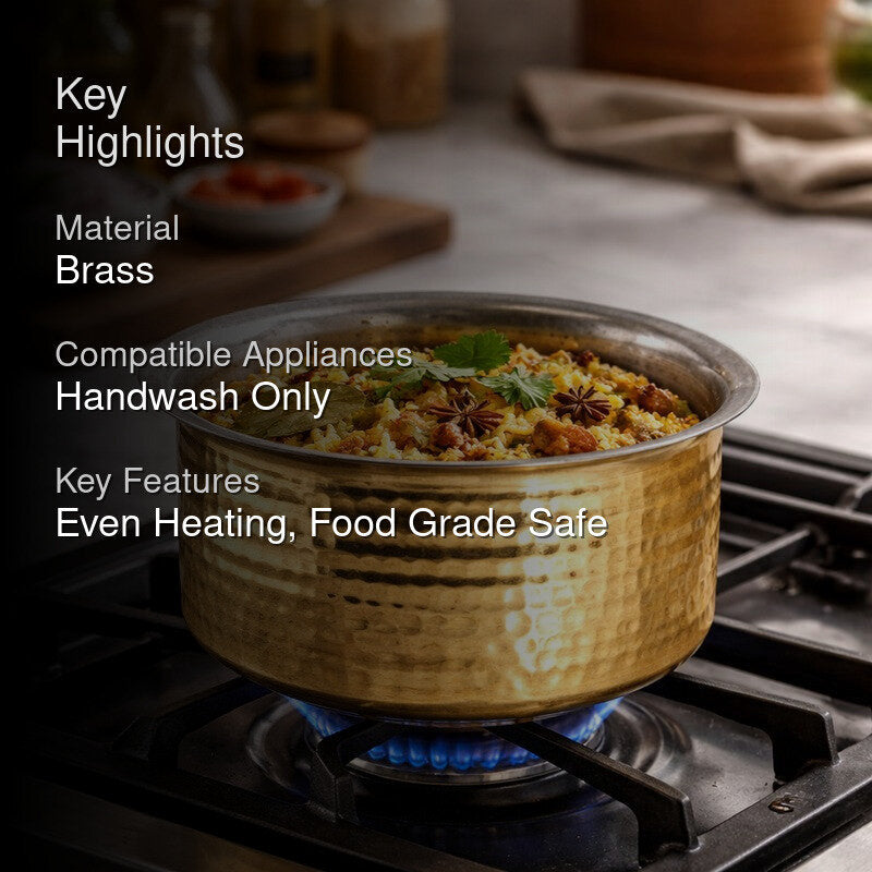 HeritageGlow Durable Brass Pateela - 1300 mL media 2
