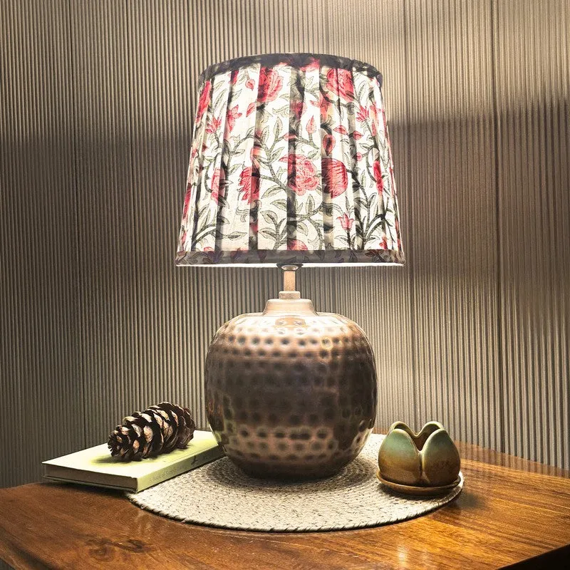 Rosette Warm Metal Base Cotton Table Lamp - Multicolor media 1