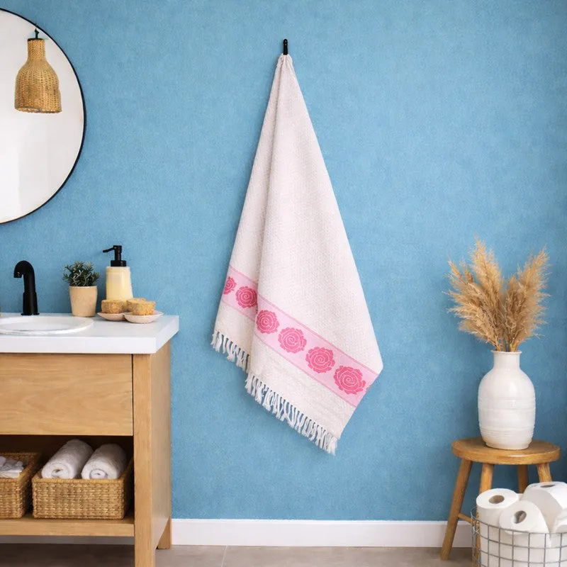 Rosette Cotton Hand & Bath Towel (Pink) - Set of Two media 3