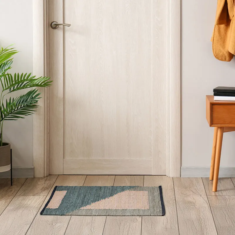 Solven Cotton Door Mats - Blue, Beige media 6