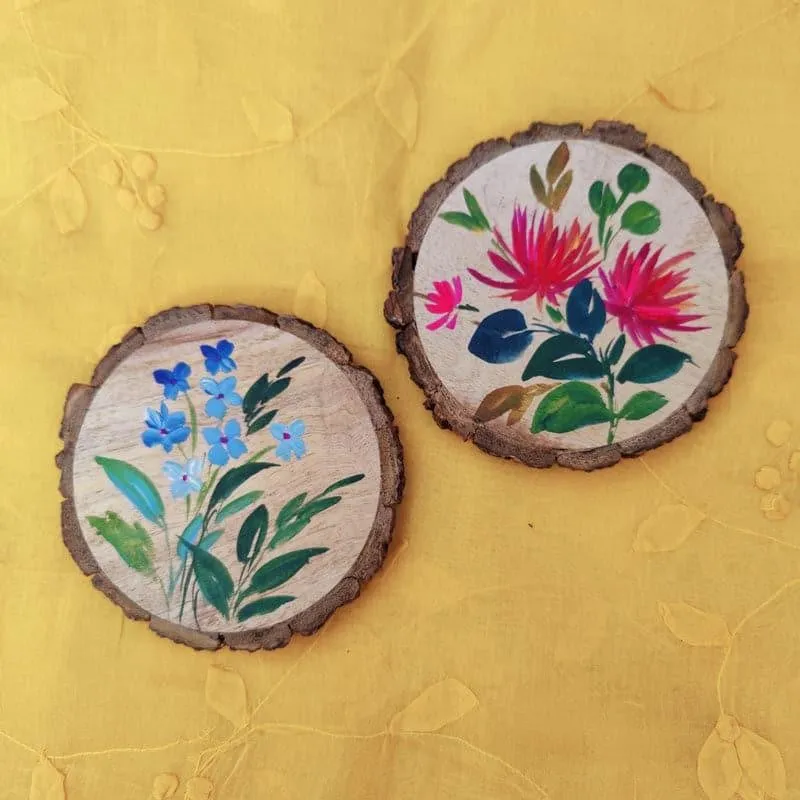 Hyro Flora Handpainted Coaster - Set Of Two media 4
