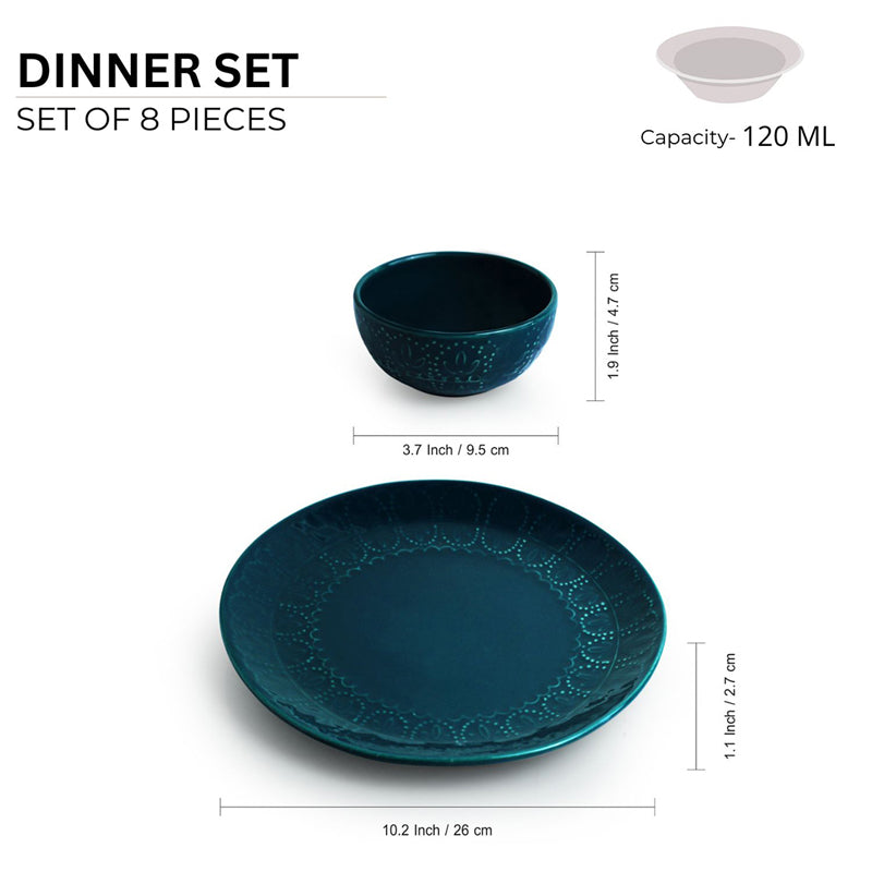 Forest Fern Hand-Etched Microwave Safe Ceramic Dinner Set (120 mL Each) - 8 Piece Set media 8