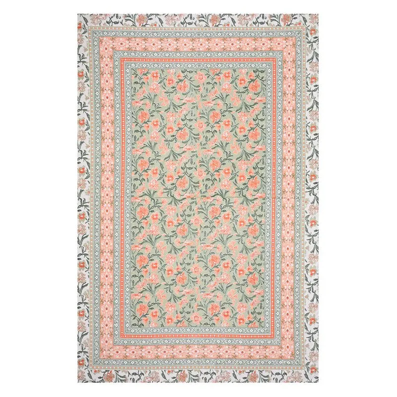 Cozyra Floral Cotton Bedsheet (Green) - 240 TC media 5