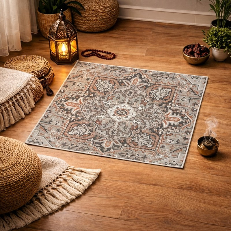 Mehrab Royal Prayer Mat (Brown,Grey) - 550 GSM