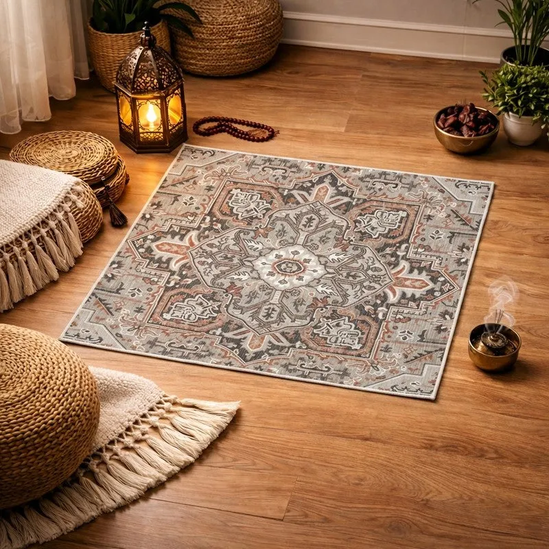 Mehrab Royal Prayer Mat (Brown,Grey) - 550 GSM media 1