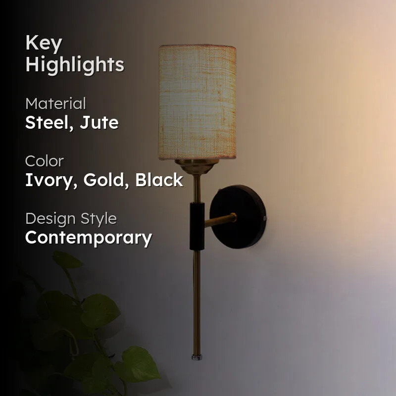 Beryll Cylindrical Jute Wall Lamp - Ivory media 2