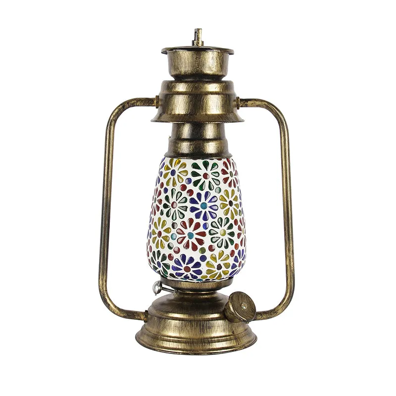 Madhura Mosaic Lantern Iron & Glass Table Lamp - Multicolor media 4