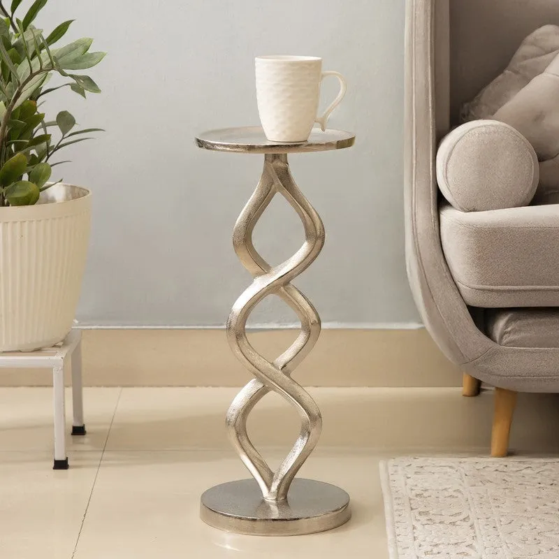 Twist Base Aluminum Side Table - Silver media 1