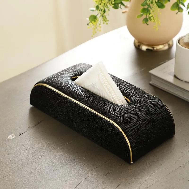 Relca Leather Tissue Box - Black media 1