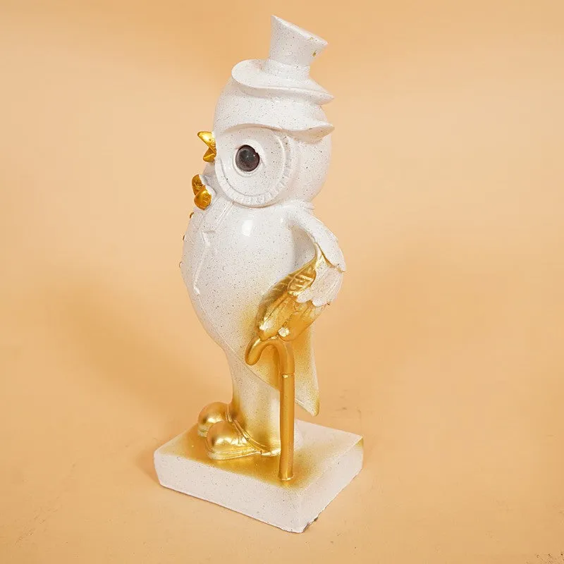 Charming White Owl Resin Showpiece media 7