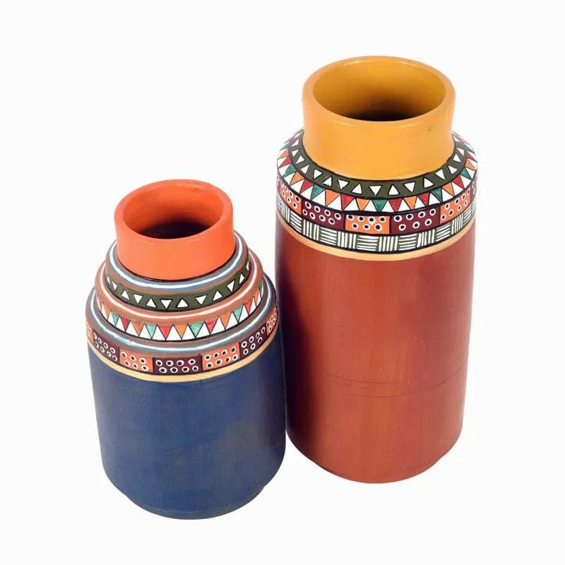 Bhumika Tribal Terracotta Vase - Set Of Two media 4
