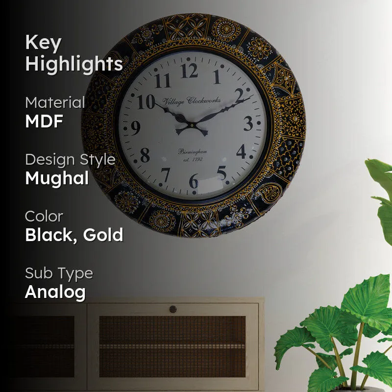 Sable Gold Hand Painted Wood Wall Clock media 2