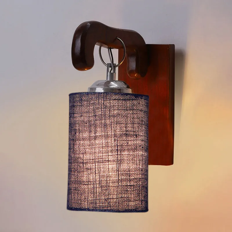 Klarion Jute & Wooden Wall Lamp - Blue media 4