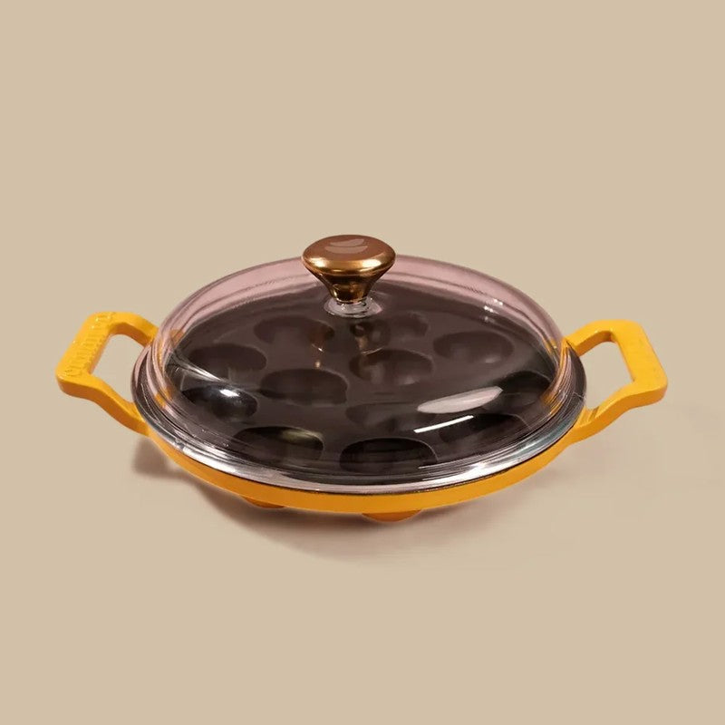 Cumin Co Enamel Cast Iron Paniyaram Pan - Mustard media 3