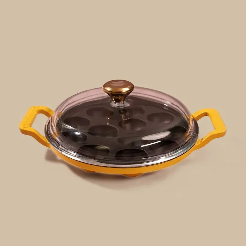 Cumin Co Enamel Cast Iron Paniyaram Pan - Mustard media 3