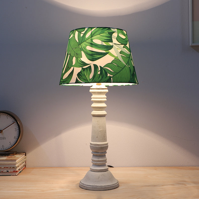 Kaizen Coil Printed Mango Wood Table Lamp - Green,White