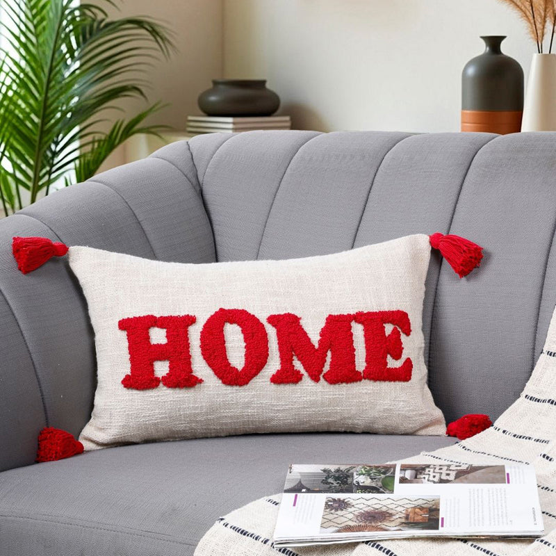 Crimson Comfort Tufted Cushion Cover