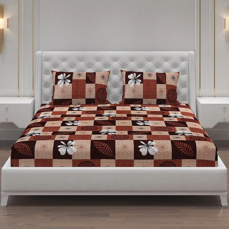 Monte Carlo Garden Grid Bedsheet (Brown) - 120 GSM media 3