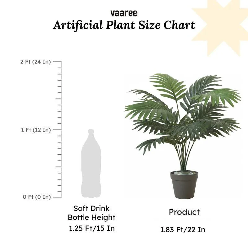 Palmora Artificial Areca Palm Plant With Black Plastic Pot - 1.8 ft media 7