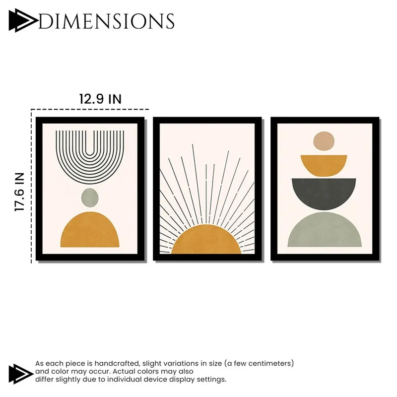 Sun Motif Wall Painting With Frame - Set Of Three media 8