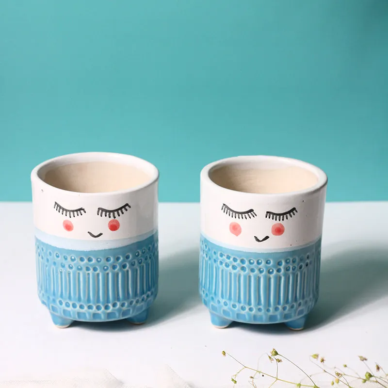 Plant Pal Ceramic Planter - Blue media 3