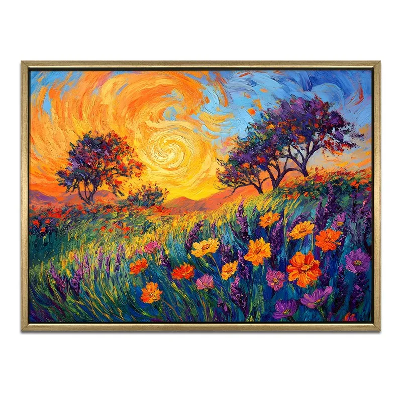 Twilight Blossoms Canvas Wall Painting With Frame media 3
