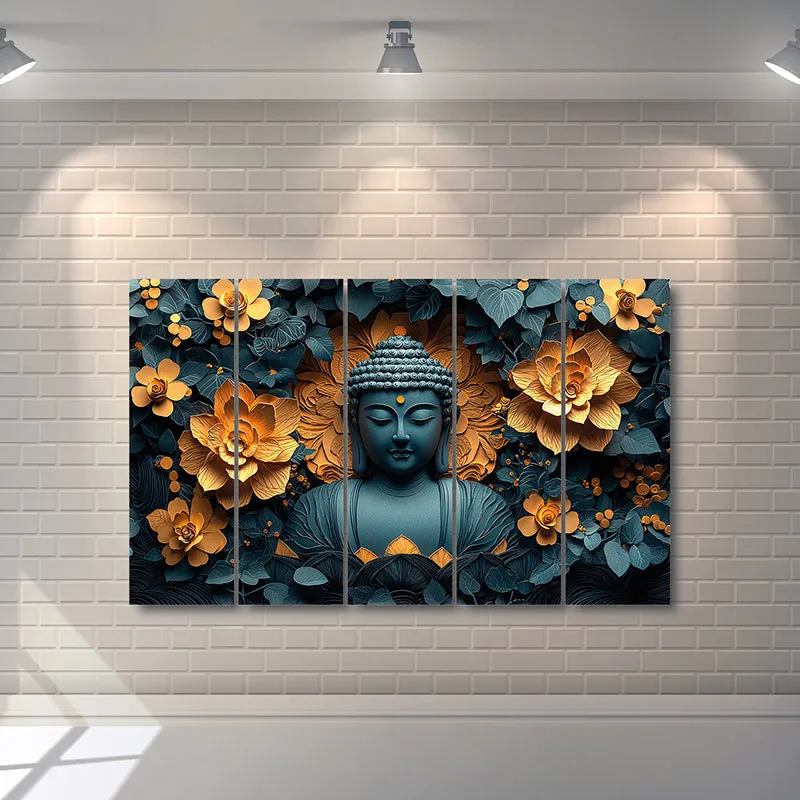 Obsidian Buddha Canvas Wall Art - Set Of Five media 3