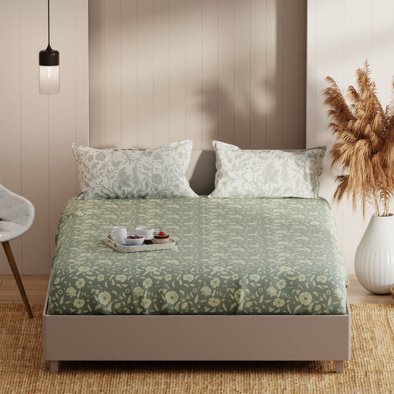 Blush Rest Microfiber Bedsheet (Green) - 135 GSM media 3