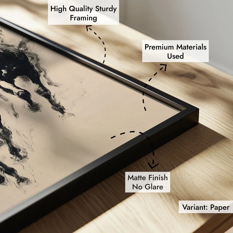 Wild Horses Wall Painting With Black Frame media 9
