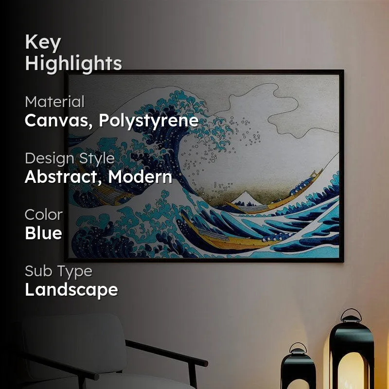 Great Waves Canvas Painting - Black Frame media 2