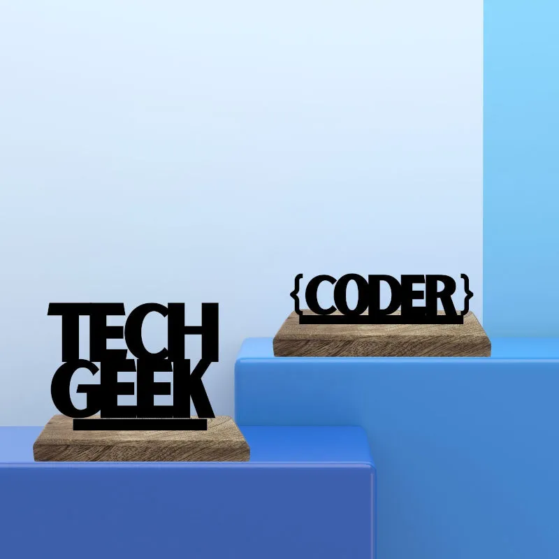 Tech Tandem Typography Showpiece - Set Of Two media 1