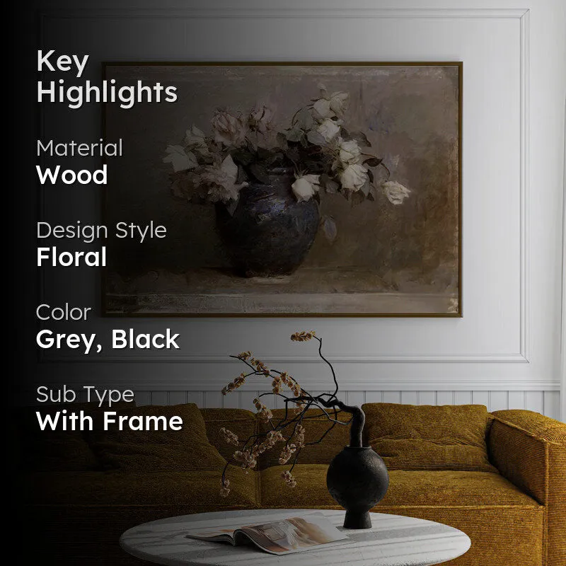 Flowers Of Past Wood Wall Art With Frame - Black media 2