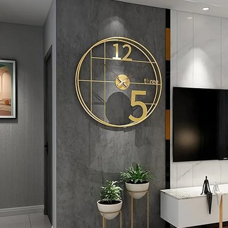 Alarm Silent Wall Clock - Gold media 1
