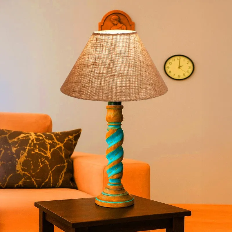 Elara Kyra Wooden Table Lamp - Beige media 3