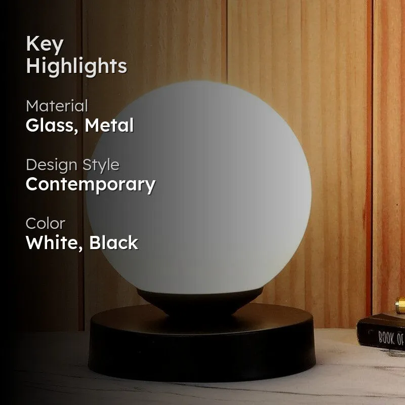 Togo Urfa Globe Metal Glass Table Lamp With - White,Black media 2