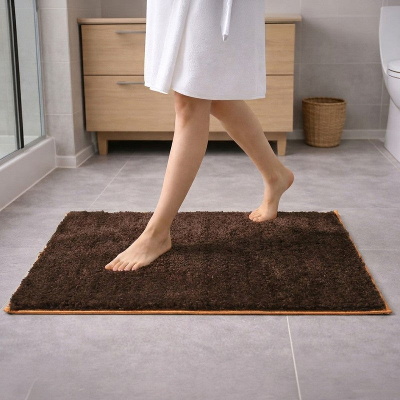 Fresh Touch Anti Skid Micro Fiber Bath Mat - Brown - 35 x 50 cms