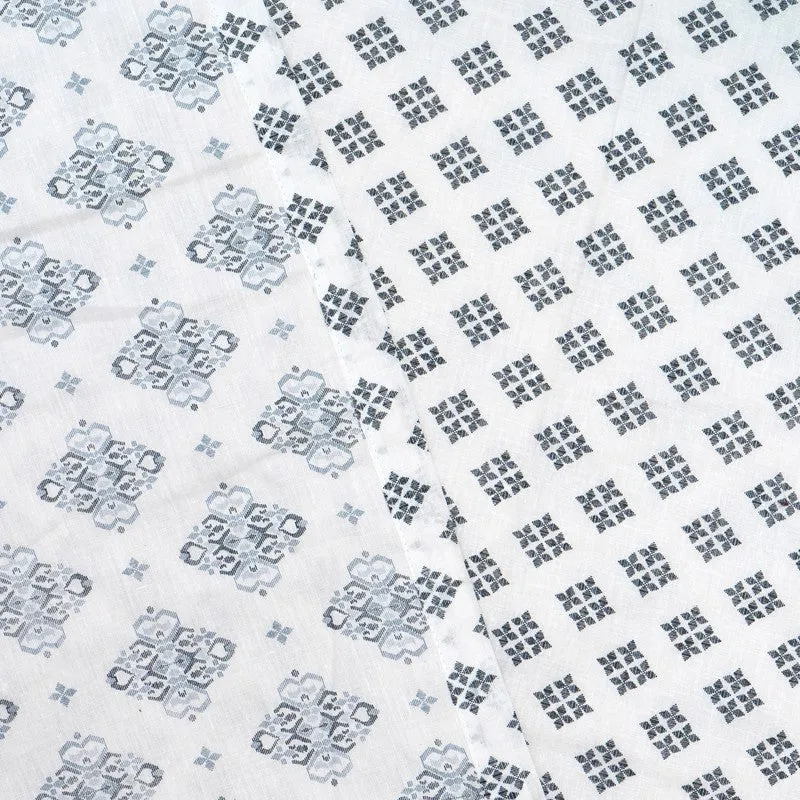 Florique Reversible Cotton Dohar (Blue,White) - 120 GSM media 5