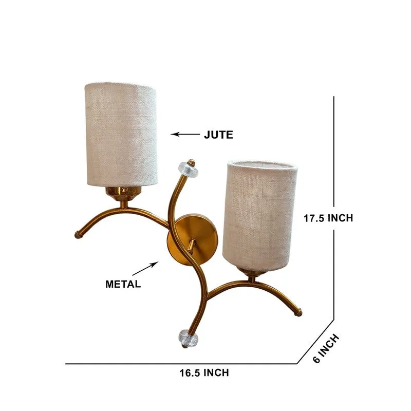 LumiBranch Dual Jute Wall Lamp - Beige & Gold media 7