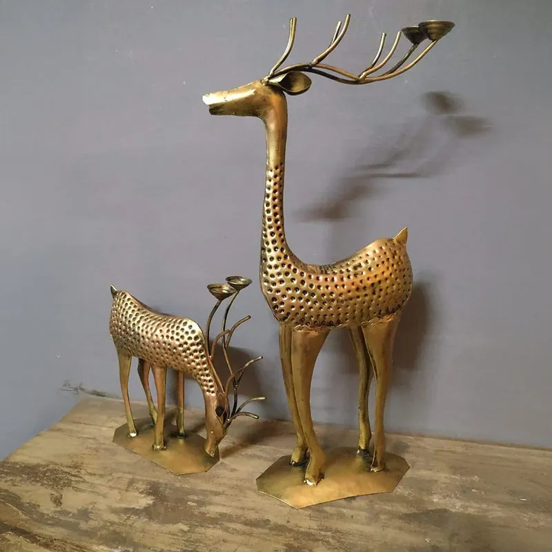 Grazing Stag Tea Light Holder - Set Of Two media 1