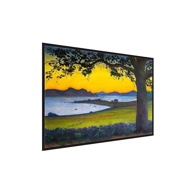 Golden Sunset Lake View Canvas Wall Painting - Black Frame media 3