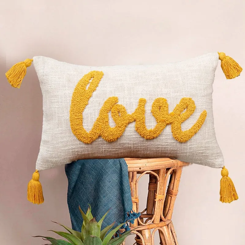 Love Tassle Tufted Cushion Cover Set (Yellow) - Set Of Two media 3