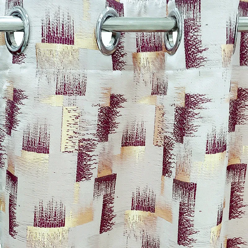 Valerian Abstract Artificial Silk Curtain - Set Of Two media 4