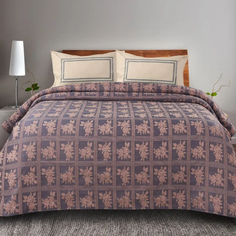 Petal Grid Cotton Bedsheet (Purple) - 224 TC media 3