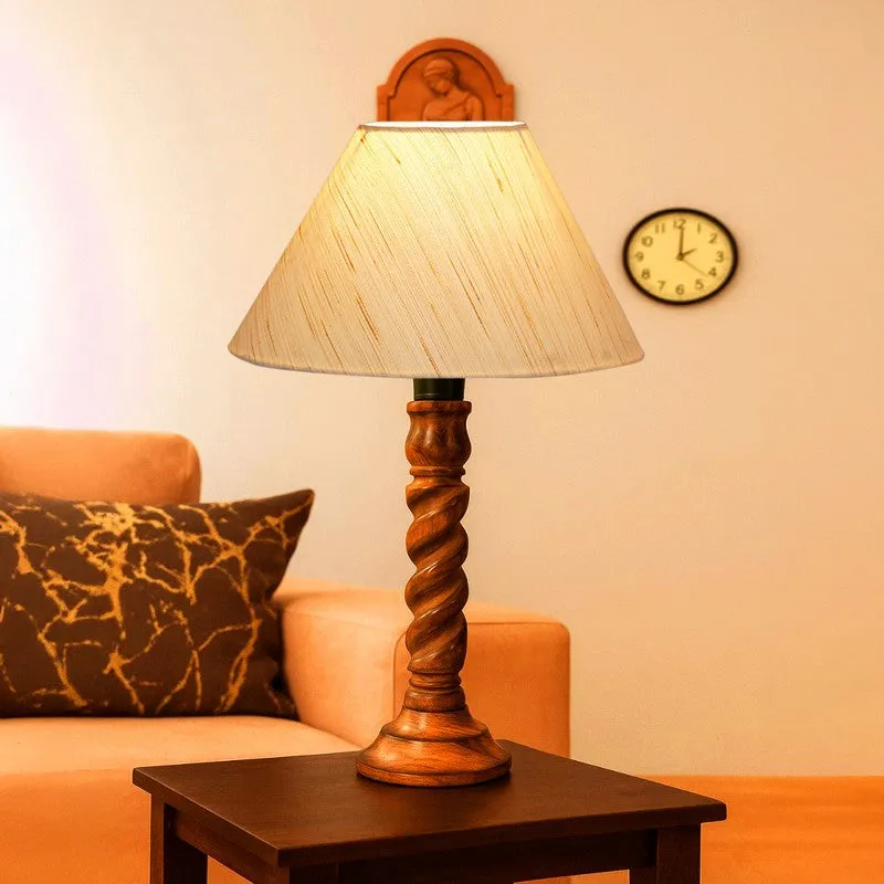 Elvane Auro Wooden Table Lamp - Ivory media 3